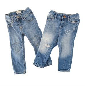 GAP Kids Blue Jeans with Heart and Peace Sign
